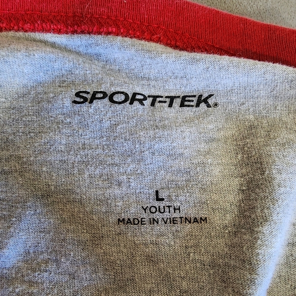 Unspeakable Red And Gray "Crouching Icon" 3/4 Sleeve Raglan Tee Shirt Youth L - Picture 8 of 10